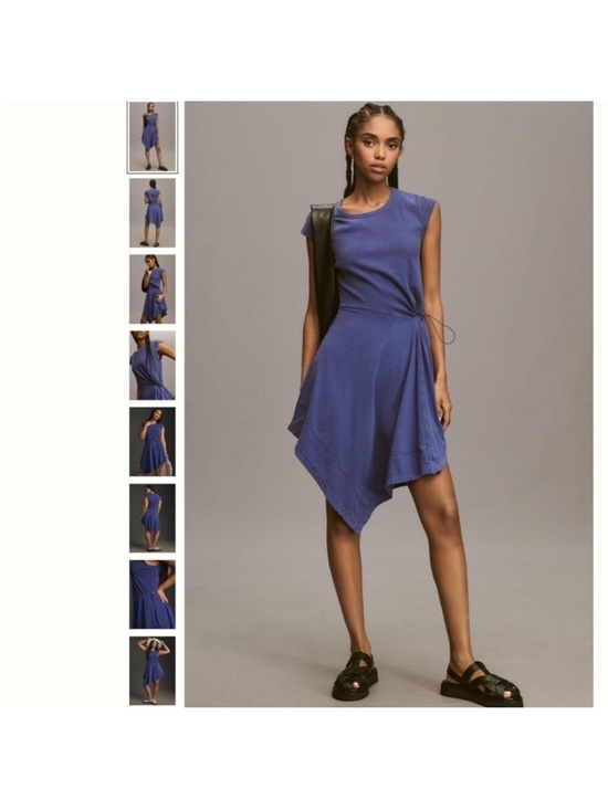 Anthropologie - Women’s Short Sleeve Asymmetrical Midi Dress - Picture 6 of 9